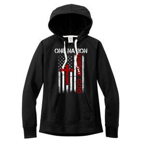 One Nation Under God American Christian Flag Women's Fleece Hoodie