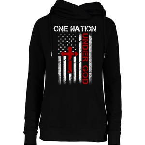 One Nation Under God American Christian Flag Womens Funnel Neck Pullover Hood