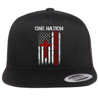 One Nation Under God American Christian Flag Flat Bill Trucker Hat