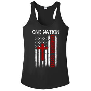 One Nation Under God American Christian Flag Ladies PosiCharge Competitor Racerback Tank