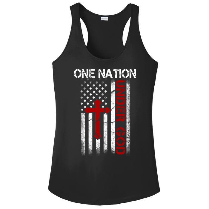 One Nation Under God American Christian Flag Ladies PosiCharge Competitor Racerback Tank