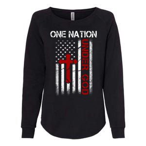 One Nation Under God American Christian Flag Womens California Wash Sweatshirt