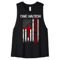 One Nation Under God American Christian Flag Women's Racerback Cropped Tank