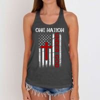 One Nation Under God American Christian Flag Women's Knotted Racerback Tank