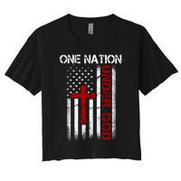 One Nation Under God American Christian Flag Women's Crop Top Tee