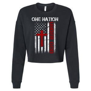 One Nation Under God American Christian Flag Cropped Pullover Crew