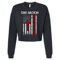 One Nation Under God American Christian Flag Cropped Pullover Crew