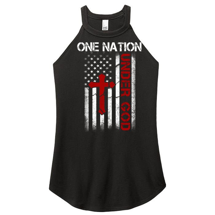 One Nation Under God American Christian Flag Women's Perfect Tri Rocker Tank