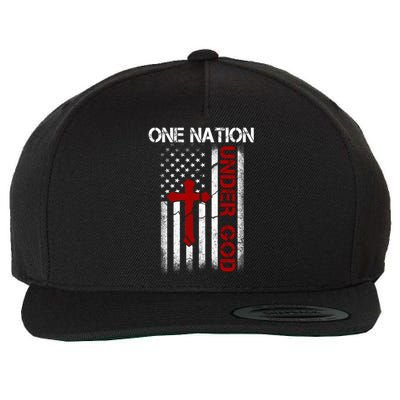 One Nation Under God American Christian Flag Wool Snapback Cap