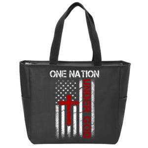 One Nation Under God American Christian Flag Zip Tote Bag