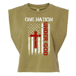 One Nation Under God American Christian Flag Garment-Dyed Women's Muscle Tee