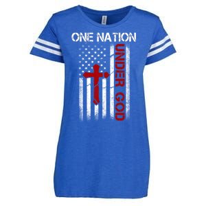 One Nation Under God American Christian Flag Enza Ladies Jersey Football T-Shirt