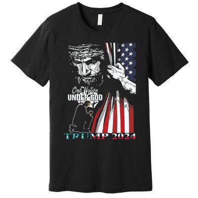 One Nation Under God Trump 2024 God American Flag Premium T-Shirt