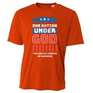 One Nation Under God Patriotic America Flag 4th Of July Gift Cooling Performance Crew T-Shirt