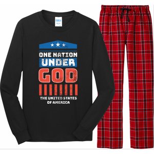 One Nation Under God Patriotic America Flag 4th Of July Gift Long Sleeve Pajama Set