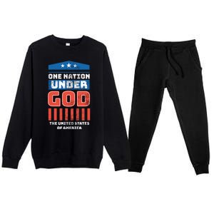 One Nation Under God Patriotic America Flag 4th Of July Gift Premium Crewneck Sweatsuit Set