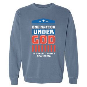 One Nation Under God Patriotic America Flag 4th Of July Gift Garment-Dyed Sweatshirt