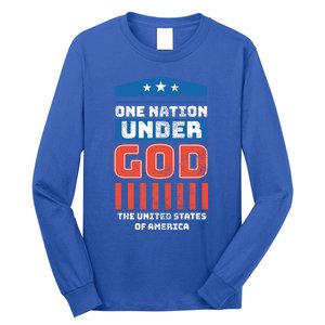 One Nation Under God Patriotic America Flag 4th Of July Gift Long Sleeve Shirt