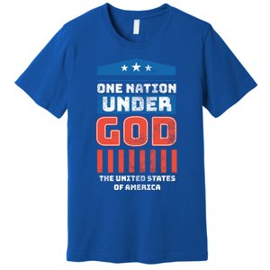 One Nation Under God Patriotic America Flag 4th Of July Gift Premium T-Shirt