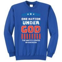 One Nation Under God Patriotic America Flag 4th Of July Gift Tall Sweatshirt