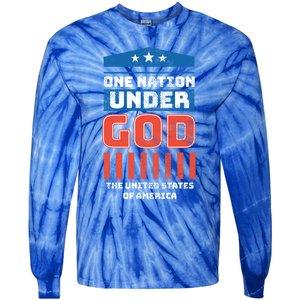 One Nation Under God Patriotic America Flag 4th Of July Gift Tie-Dye Long Sleeve Shirt