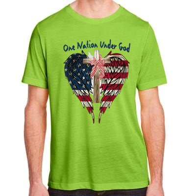 One Nation Under God Flag 4th Of July Patriotic Christian Adult ChromaSoft Performance T-Shirt