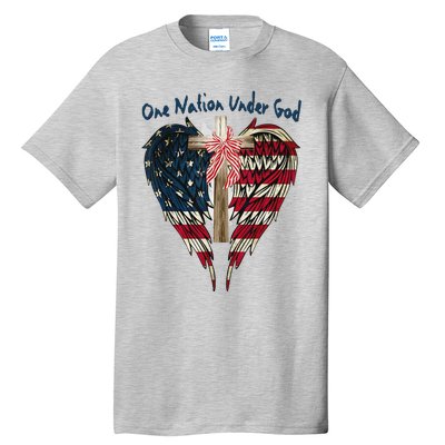 One Nation Under God Flag 4th Of July Patriotic Christian Tall T-Shirt