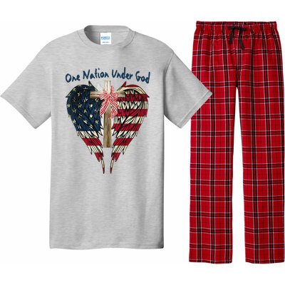 One Nation Under God Flag 4th Of July Patriotic Christian Pajama Set