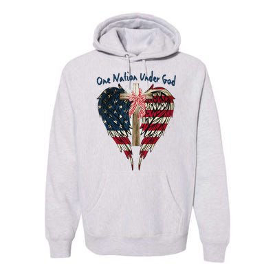 One Nation Under God Flag 4th Of July Patriotic Christian Premium Hoodie