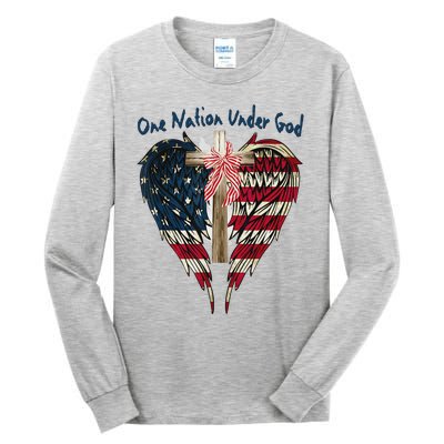 One Nation Under God Flag 4th Of July Patriotic Christian Tall Long Sleeve T-Shirt