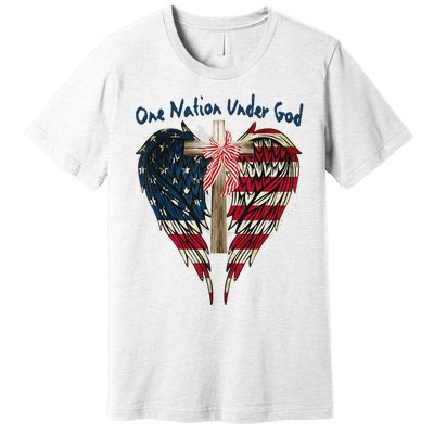 One Nation Under God Flag 4th Of July Patriotic Christian Premium T-Shirt