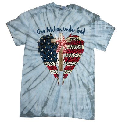 One Nation Under God Flag 4th Of July Patriotic Christian Tie-Dye T-Shirt