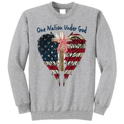 One Nation Under God Flag 4th Of July Patriotic Christian Sweatshirt