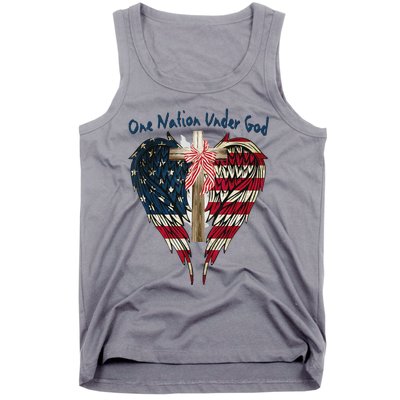 One Nation Under God Flag 4th Of July Patriotic Christian Tank Top