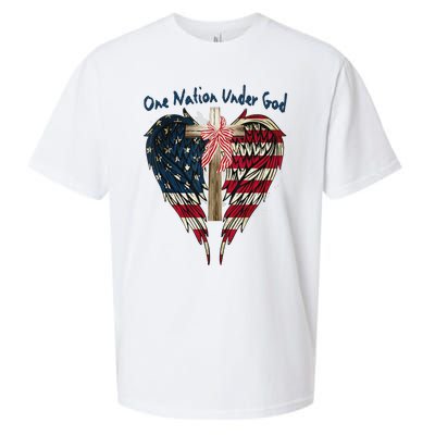 One Nation Under God Flag 4th Of July Patriotic Christian Sueded Cloud Jersey T-Shirt