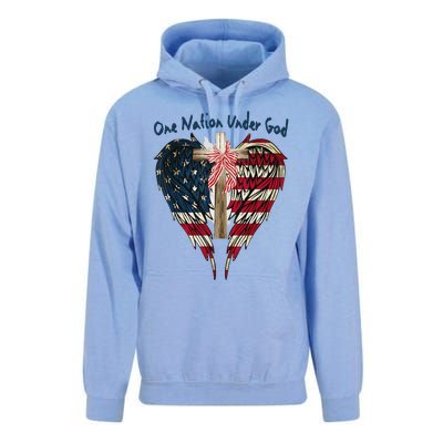 One Nation Under God Flag 4th Of July Patriotic Christian Unisex Surf Hoodie