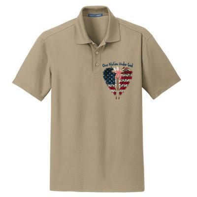 One Nation Under God Flag 4th Of July Patriotic Christian Dry Zone Grid Polo