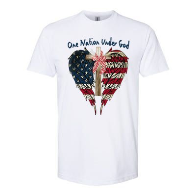 One Nation Under God Flag 4th Of July Patriotic Christian Softstyle CVC T-Shirt