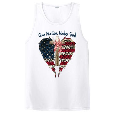 One Nation Under God Flag 4th Of July Patriotic Christian PosiCharge Competitor Tank