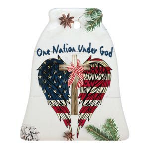 One Nation Under God Flag 4th Of July Patriotic Christian Ceramic Bell Ornament