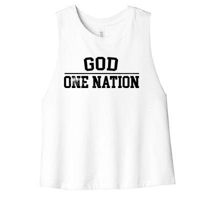 One Nation Under God American Christian Patriotic Pride Gift Women's Racerback Cropped Tank