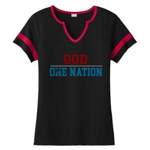 One Nation Under God American Christian Patriotic Pride Great Gift Ladies Halftime Notch Neck Tee