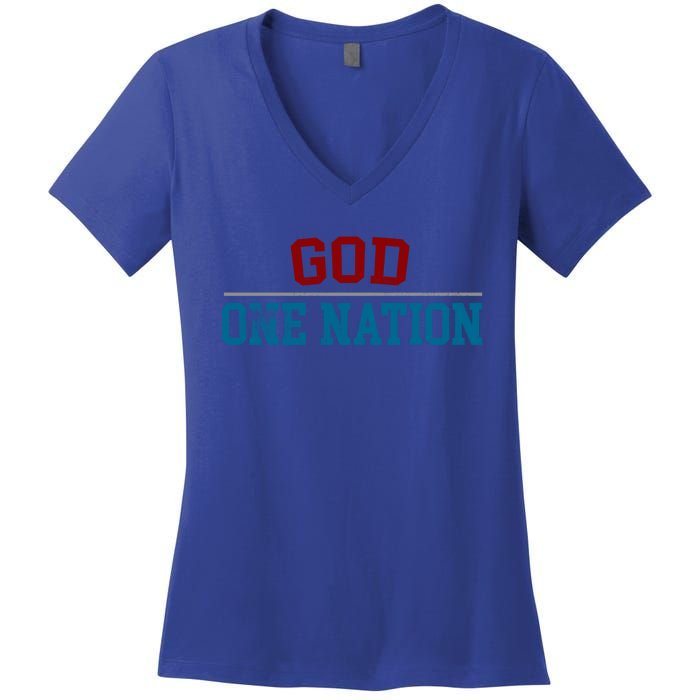 One Nation Under God American Christian Patriotic Pride Great Gift Women's V-Neck T-Shirt