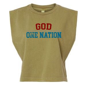 One Nation Under God American Christian Patriotic Pride Great Gift Garment-Dyed Women's Muscle Tee