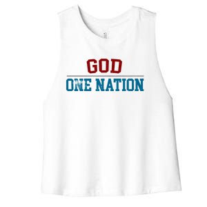 One Nation Under God American Christian Patriotic Pride Great Gift Women's Racerback Cropped Tank