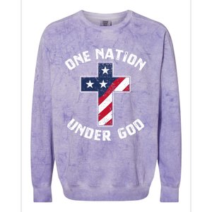 One Nation Under God Patriotic Christian Meaningful Gift Colorblast Crewneck Sweatshirt