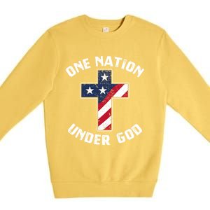 One Nation Under God Patriotic Christian Meaningful Gift Premium Crewneck Sweatshirt