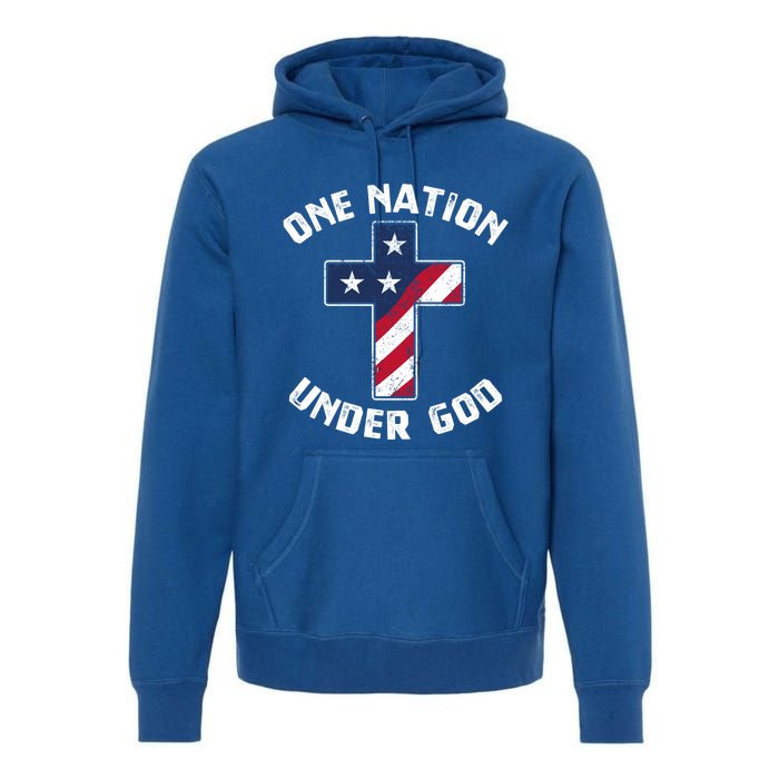 One Nation Under God Patriotic Christian Meaningful Gift Premium Hoodie