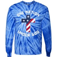 One Nation Under God Patriotic Christian Meaningful Gift Tie-Dye Long Sleeve Shirt