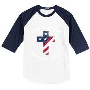 One Nation Under God Patriotic Christian Meaningful Gift Baseball Sleeve Shirt